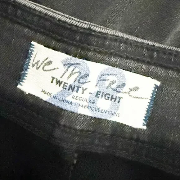 FREE PEOPLE | Maddie Denim Midi Skirt Front Slit Black Jean Pencil | 28, 6 - Picture 7 of 8